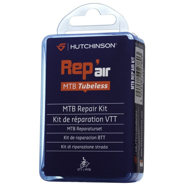 KIT REPARATION PNEU TUBELESS VTT HUTCHINSON PAR L'INTERIEUR AVEC RUSTINES -  BOITE (COLLE 3g + 4 PATCHS 25mm)