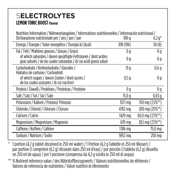 Boisson Energétique PowerBar 5 Electrolytes Tabs - Citron tonic - 10 tabs
